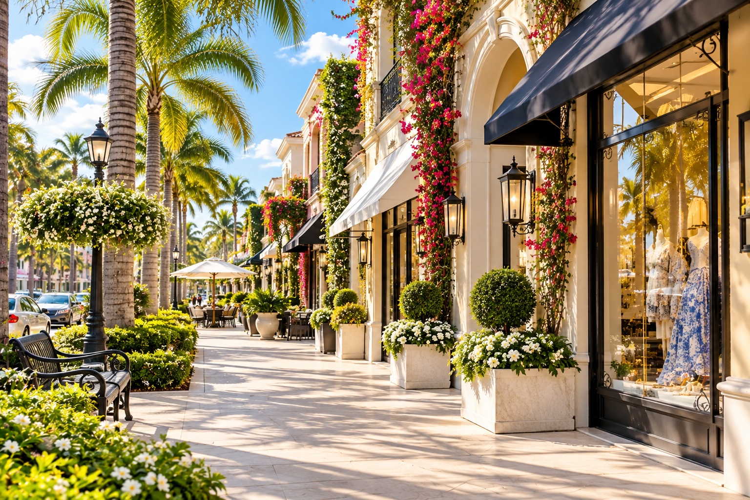 Palm-lined street in Naples, Florida